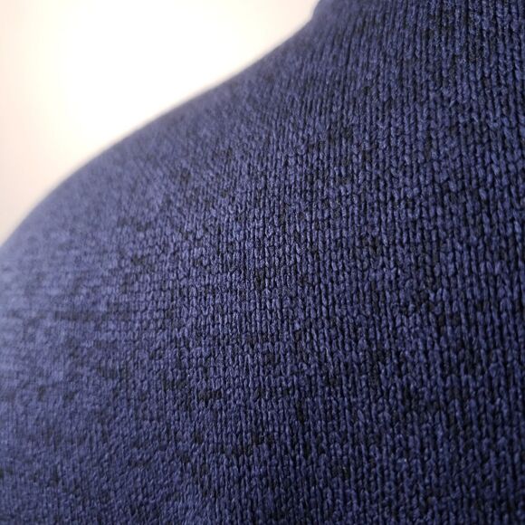 H2H Sweater Mens Medium Pullover Casual 1/4 Button Blue Knit Thick Polyester - Picture 8 of 12